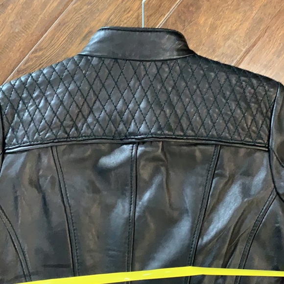 Anne Klein NWT black leather motto jacket size Medium - Picture 11 of 14